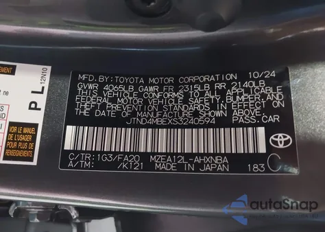 2025 Toyota Corolla Se z USA, uszkodzony, nr VIN JTND4MBEXS3240594